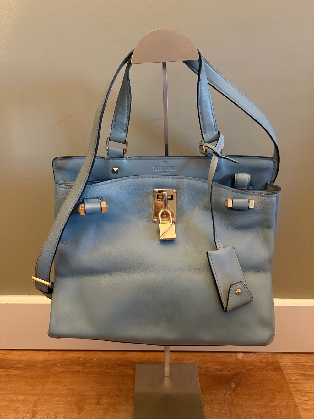 Valentino Light Blue Leather JoyLock Tote
